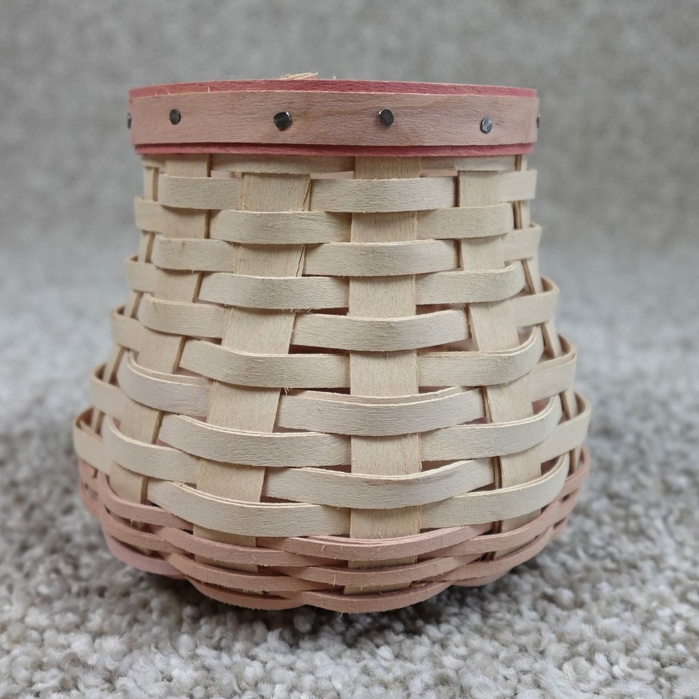 Longaberger 2009 Horizon of Hope Basket Pink Natural Woven Maple Wood Decor